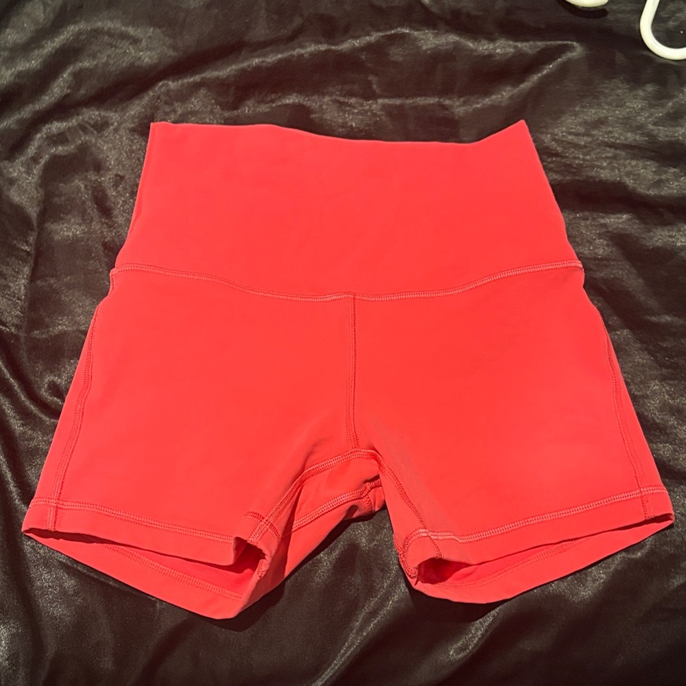 High-Waist Bright Pink Performance Women’s Shorts